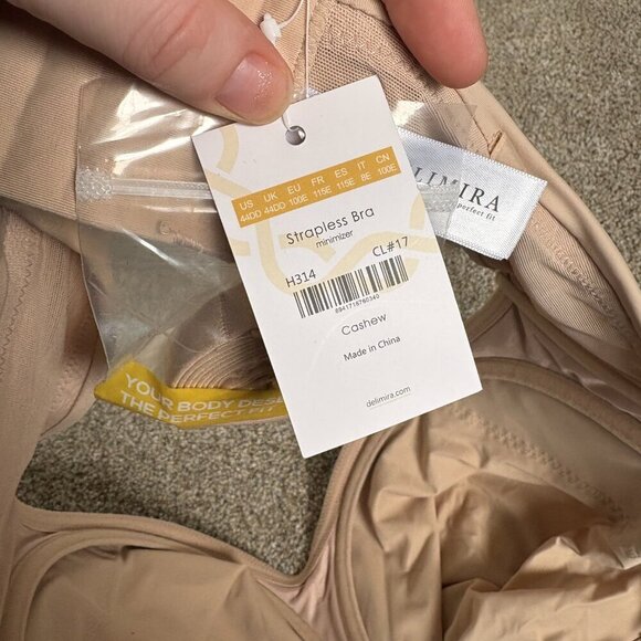 Delimira Women's Underwire Strapless Bra 44DD Cashew NWT Removable Straps - Picture 6 of 7